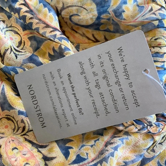 NWT Veronica Beard Silk Arienne Gathered Halterneck Top Yellow and Blue Size 14 - Picture 12 of 13